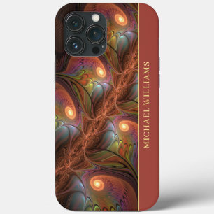 Colourful Fluorescent Abstract Trippy Brown Fracta iPhone 13 Pro Max Case