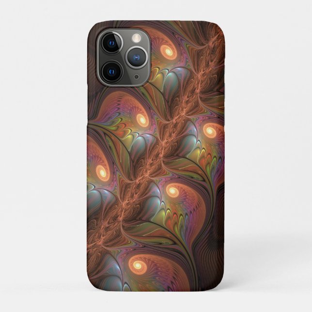 Colourful Fluorescent Abstract Trippy Brown Fracta Case-Mate iPhone Case (Back)