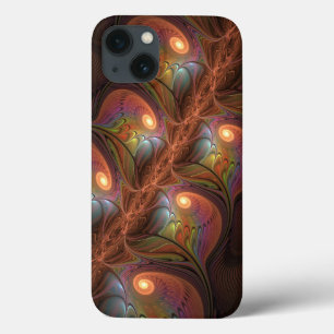 Colourful Fluorescent Abstract Trippy Brown Fracta iPhone 13 Case