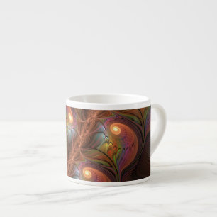 Colourful Fluorescent Abstract Trippy Brown Fracta Espresso Cup