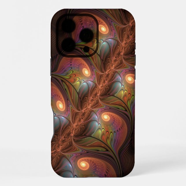 Colourful Fluorescent Abstract Trippy Brown Fracta iPhone Case (Back)