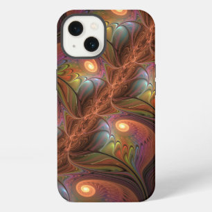 Colourful Fluorescent Abstract Trippy Brown Fracta iPhone 13 Case