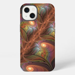 Colourful Fluorescent Abstract Trippy Brown Fracta iPhone 13 Case