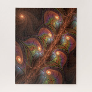 Colourful Fluorescent Abstract Trippy Brown Fracta Jigsaw Puzzle