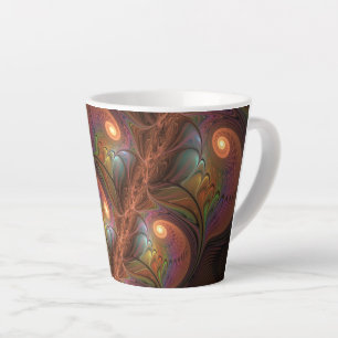 Colourful Fluorescent Abstract Trippy Brown Fracta Latte Mug
