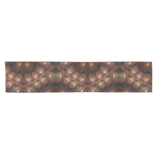 Colourful Fluorescent Abstract Trippy Brown Fracta Short Table Runner