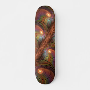 Colourful Fluorescent Abstract Trippy Brown Fracta Skateboard