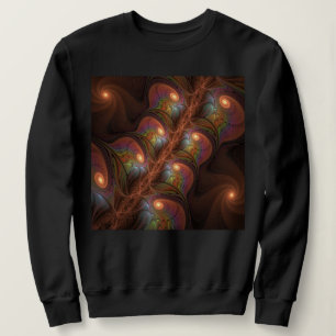 Colourful Fluorescent Abstract Trippy Brown Fracta Sweatshirt