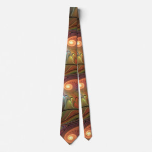 Colourful Fluorescent Abstract Trippy Brown Fracta Tie