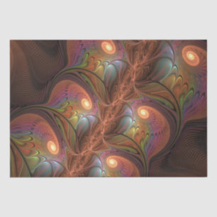 Colourful Fluorescent Abstract Trippy Brown Fracta Tissue Paper