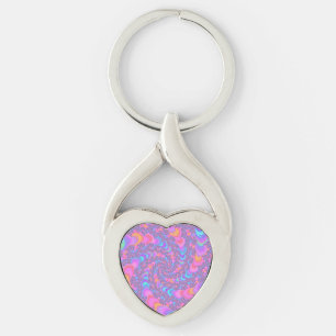 Colourful Fluorescent Trippy Fractal Spiral Key Ring