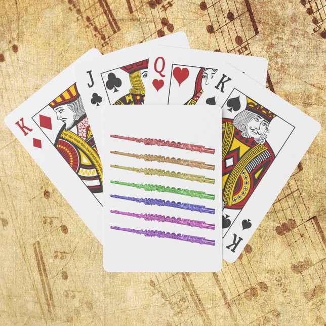 Colourful Flute Instrument Playing Cards (A deck of playing cards with a rainbow flute pattern)