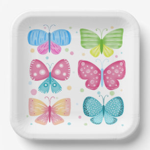 Colourful Flutter Friends Paper Plate