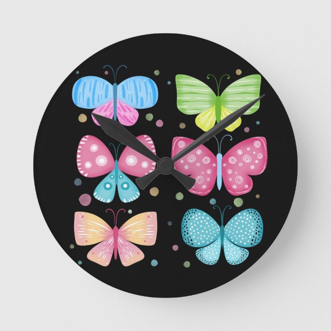 Colourful Flutter Friends Round Clock (Front)