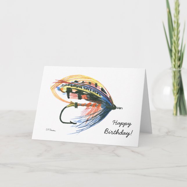Colourful Fly Fishing Birthday Card (Front)