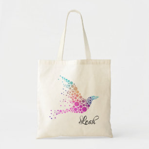 Colourful Flying Bird with Name Customisation Tote Bag