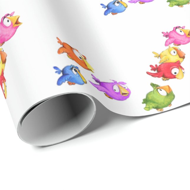 Colourful Flying Birds Wrapping Paper (Roll Corner)
