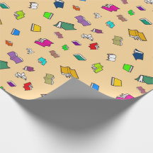 Colourful Flying Books Wrapping Paper