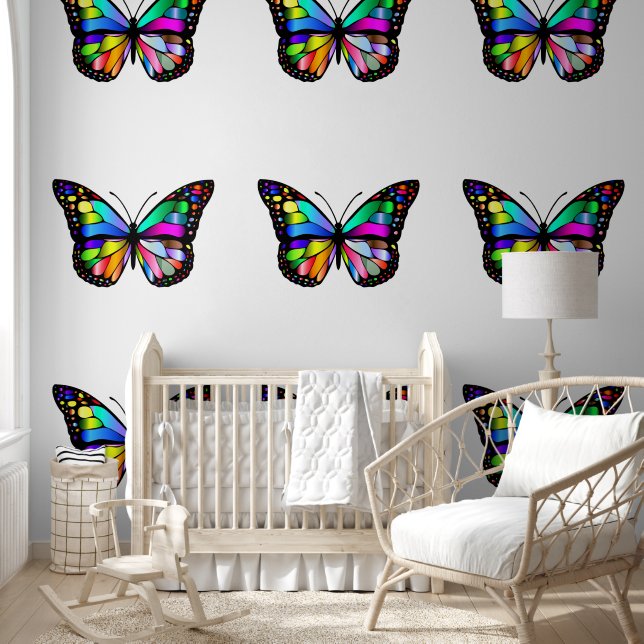 Colourful Flying Butterflies Custom Colour Wallpaper (Kids)