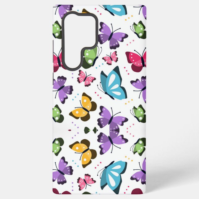 Colourful Flying Butterflies Samsung Galaxy S22 Ultra Case (Back)