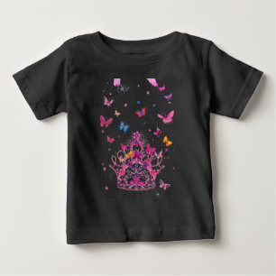 Colourful Flying Butterflies with Crown Art Print Baby T-Shirt