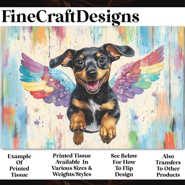 Colourful Flying Dachshund With Wings AV2 Decoupag Tissue Paper (Creator Uploaded)
