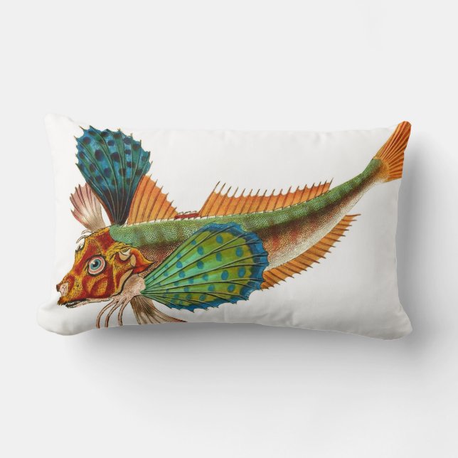 Colourful Flying Fish Lumbar Throw Pillow (Front)