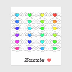Colourful Flying Hearts Tiny Heart with Wings Shap