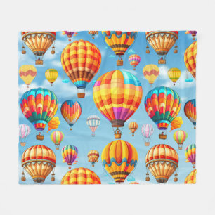 Colourful Flying Hot Air Balloon  Fleece Blanket