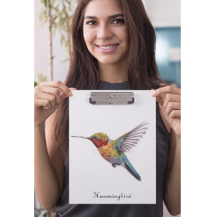 Colourful flying hummingbird pointillism too clipboard