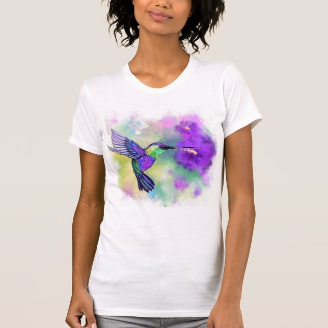 Colourful Flying Hummingbird T-Shirt (Front)
