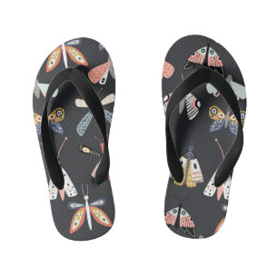 Colourful flying moth butterflies kid's jandals