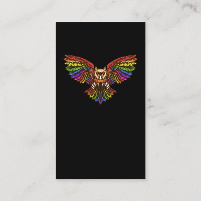 Colourful Flying Owl Birdwatching Art Birds Business Card (Front)
