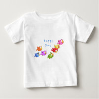 Colourful Flying Sparrows Baby T-Shirt Custom Text