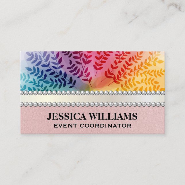Colourful Foliage Pattern | Natural Business Card (Front)