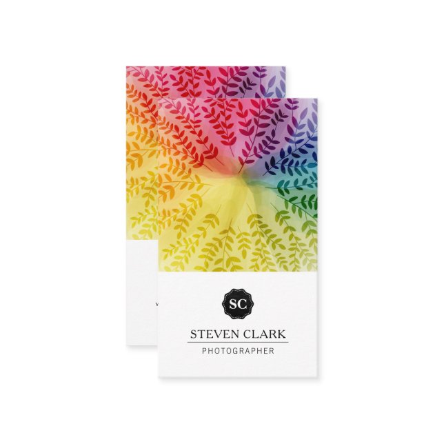 Colourful Foliage Pattern | Natural Business Card (Front/Back In Situ)