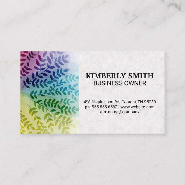 Colourful Foliage Pattern | Natural Business Card (Front)