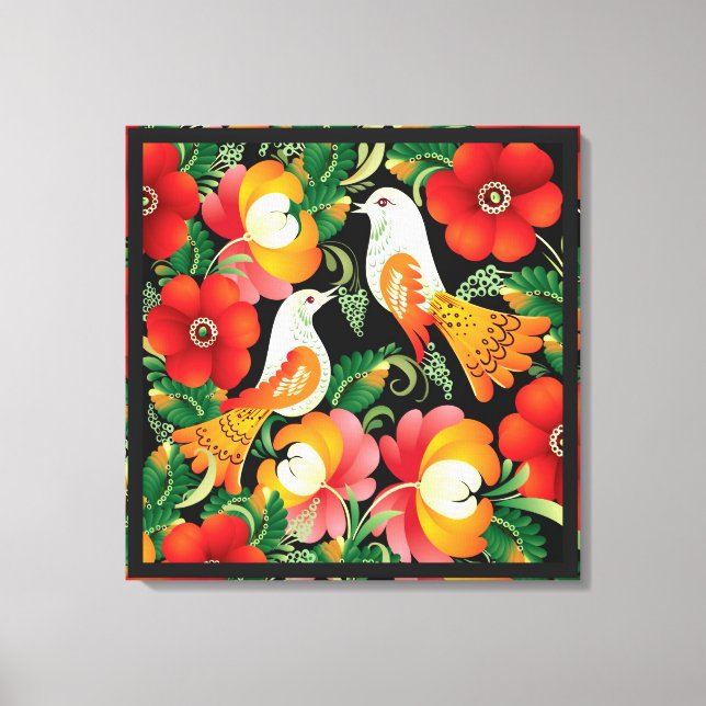 Colourful Folk Art Canvas Print (Front)