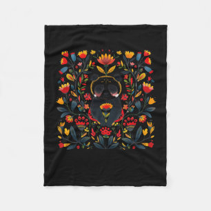 Colourful Folk Art Illustration Featuring A Panda Fleece Blanket