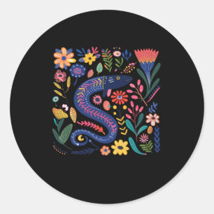 Colourful Folk Art Illustration Of A Stylised Eel Classic Round Sticker