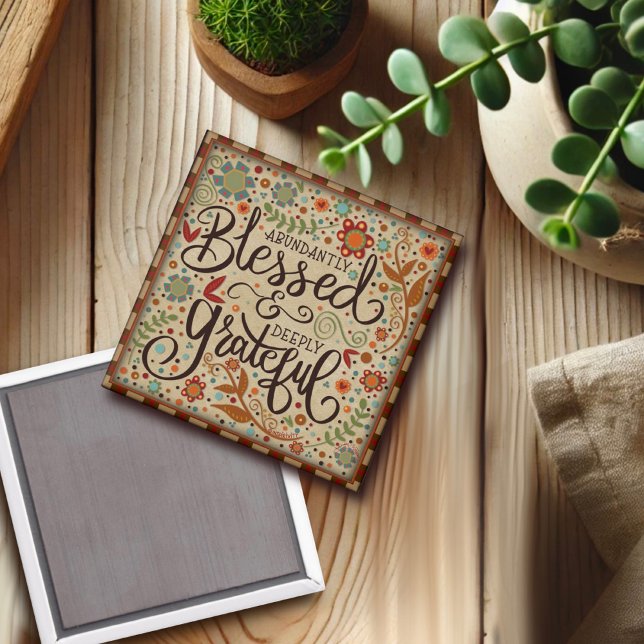 Colourful Folk Blessed Grateful Inspirivity  Magne Magnet (Creator Uploaded)