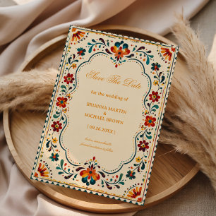 Colourful Folk Botanical Mexican Save The Date