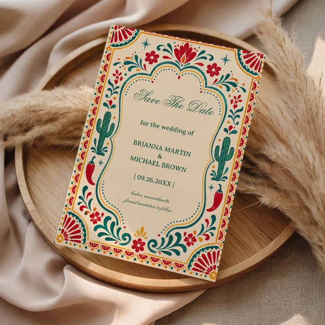 Colourful Folk Botanical Mexican Save The Date (Creator Uploaded)