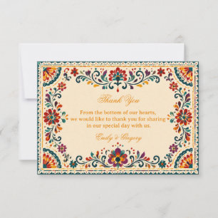 Colourful Folk Botanical Mexican Thank You Card
