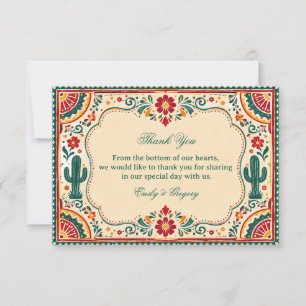 Colourful Folk Botanical Mexican Thank You Card