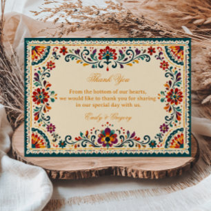 Colourful Folk Botanical Mexican Thank You Card