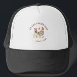 Colourful Folk Chicken Family Farm Chicken Trucker Hat<br><div class="desc">Trucker hat with with a chicken illustration in the middle with a rustic font encircling it. Check our store for more matching items.</div>