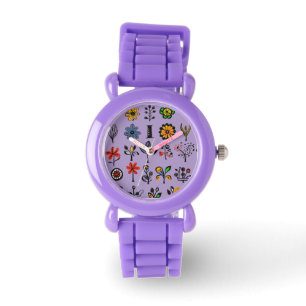Colourful folk floral and birds watch