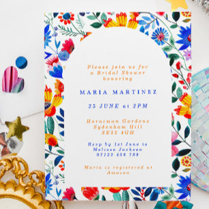 Colourful Folk Floral Fiesta Bridal Shower Invitation