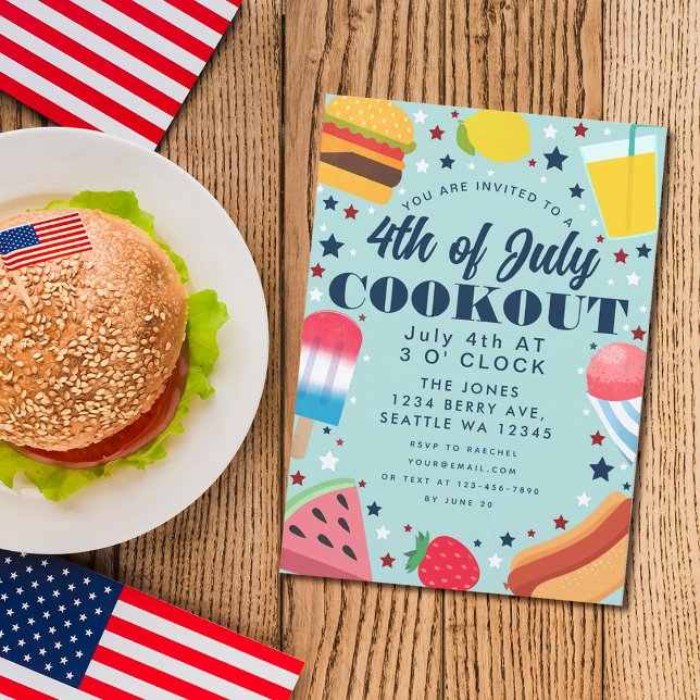 Colourful Food 4TH of July Cookout Invitation (Creator Uploaded)